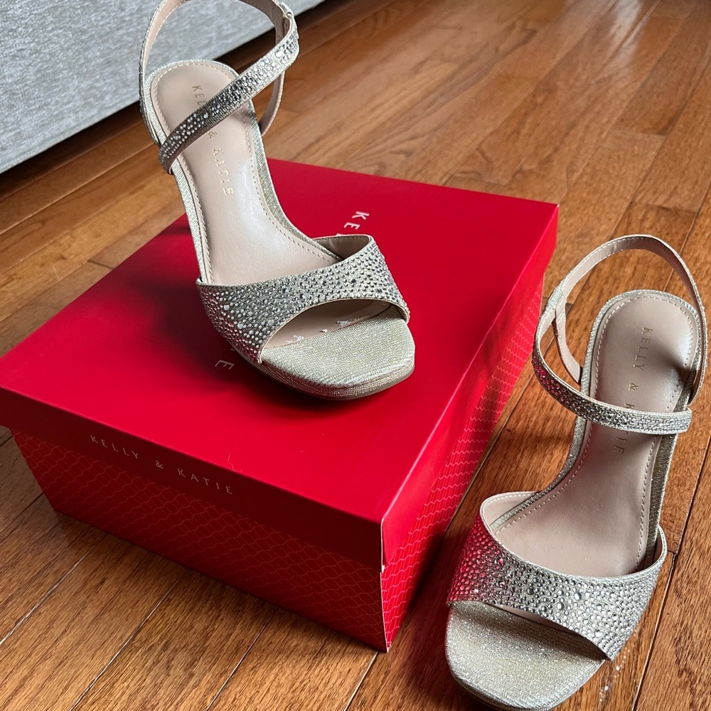 Kelly & Katie Glittering Silver Heels